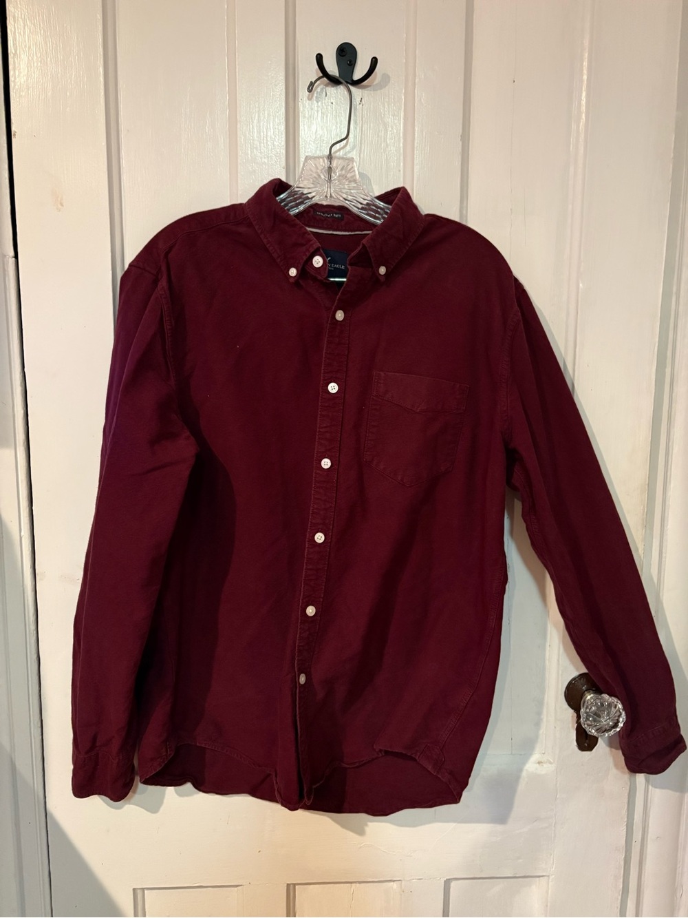 American Eagle Outfitters Men's Button-Down Shirt in Burgundy